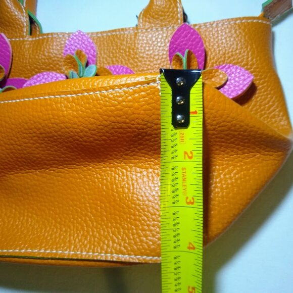 NWT  Mellow World  Orange + Pink flowers   small tote bag - Picture 6 of 11